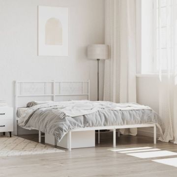 vidaXL Metalinis lovos rėmas su galvūgaliu, baltos spalvos, 120x200cm