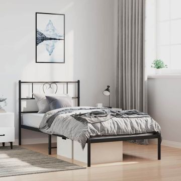 vidaXL Metalinis lovos rėmas su galvūgaliu, juodos spalvos, 100x200cm