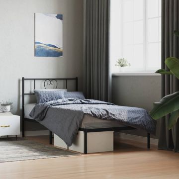 vidaXL Metalinis lovos rėmas su galvūgaliu, juodos spalvos, 107x203cm