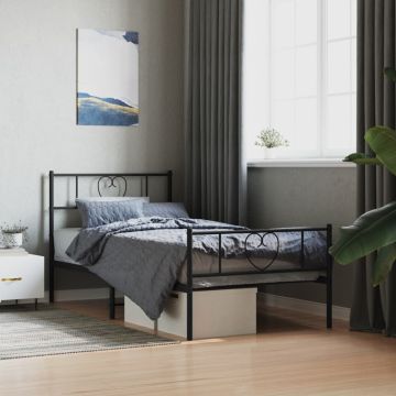 vidaXL Lovos rėmas su galvūgaliu/kojūgaliu, juodas, 80x200cm, metalas