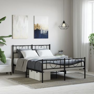 vidaXL Lovos rėmas su galvūgaliu/kojūgaliu, juodas, 120x200cm, metalas