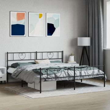 vidaXL Lovos rėmas su galvūgaliu/kojūgaliu, juodas, 200x200cm, metalas