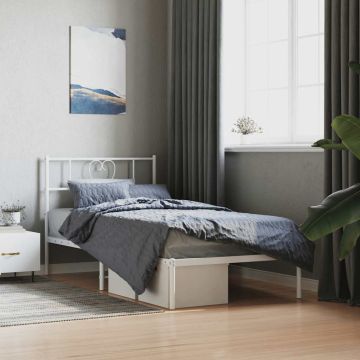 vidaXL Metalinis lovos rėmas su galvūgaliu, baltos spalvos, 107x203cm
