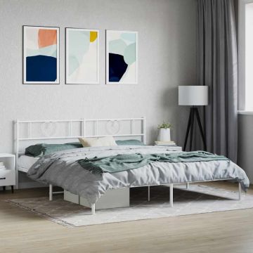 vidaXL Metalinis lovos rėmas su galvūgaliu, baltos spalvos, 180x200cm