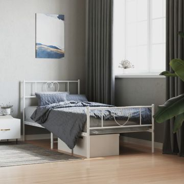 vidaXL Lovos rėmas su galvūgaliu/kojūgaliu, baltas, 75x190cm, metalas