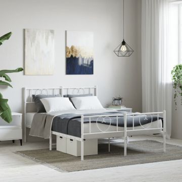 vidaXL Lovos rėmas su galvūgaliu/kojūgaliu, baltas, 120x200cm, metalas