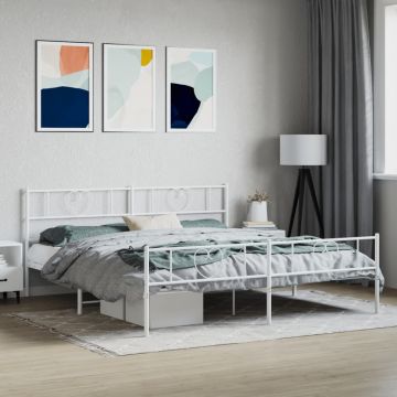 vidaXL Lovos rėmas su galvūgaliu/kojūgaliu, baltas, 180x200cm, metalas