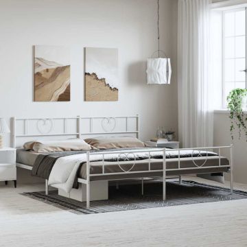 vidaXL Lovos rėmas su galvūgaliu/kojūgaliu, baltas, 183x213cm, metalas