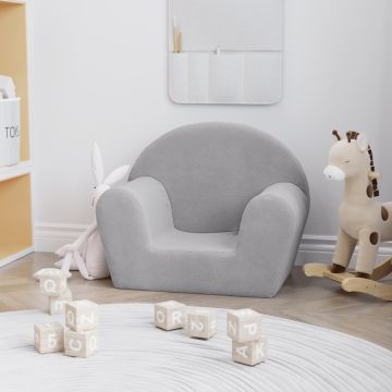 vidaXL Vaikiška sofa, šviesiai pilkos spalvos, minkštas pliušas