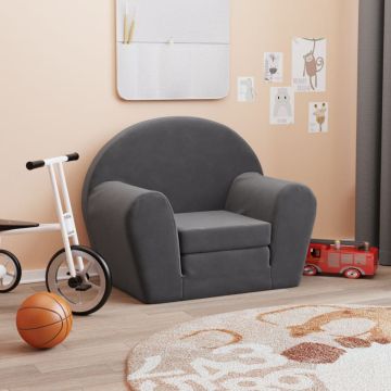 vidaXL Vaikiška sofa-lova, antracito spalvos, minkštas pliušas