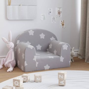 vidaXL Vaikiška sofa, šviesiai pilka, minkštas pliušas, su žvaigždėmis