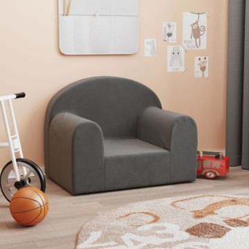vidaXL Vaikiška sofa, antracito spalvos, minkštas pliušas