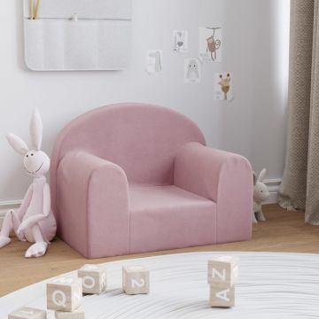 vidaXL Vaikiška sofa, rožinės spalvos, minkštas pliušas