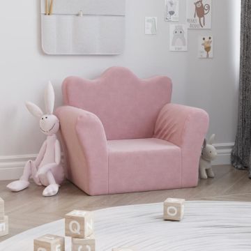 vidaXL Vaikiška sofa, rožinės spalvos, minkštas pliušas