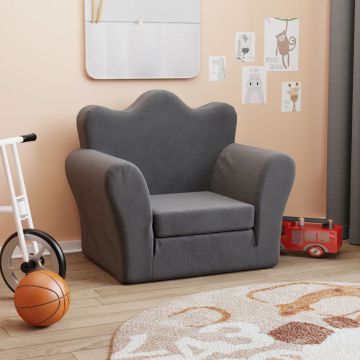vidaXL Vaikiška sofa-lova, antracito spalvos, minkštas pliušas