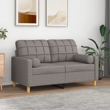 vidaXL Dvivietė sofa su pagalvėlėmis, taupe spalvos, 120cm, audinys