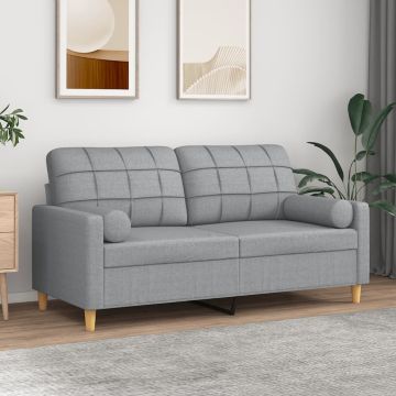 vidaXL Dvivietė sofa su pagalvėlėmis, šviesiai pilka, 140cm, audinys