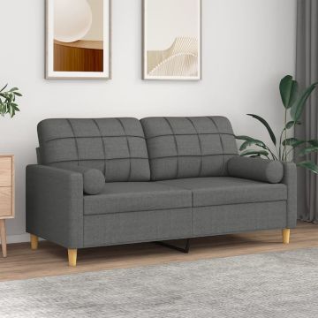 vidaXL Dvivietė sofa su pagalvėlėmis, tamsiai pilka, 140cm, audinys