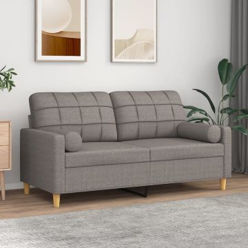 vidaXL Dvivietė sofa su pagalvėlėmis, taupe spalvos, 140cm, audinys