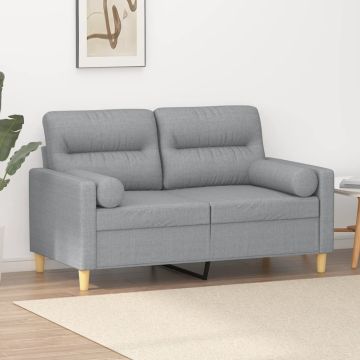 vidaXL Dvivietė sofa su pagalvėlėmis, šviesiai pilka, 120cm, audinys