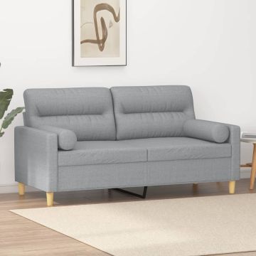 vidaXL Dvivietė sofa su pagalvėlėmis, šviesiai pilka, 140cm, audinys