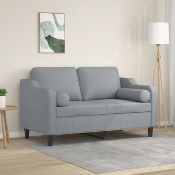 vidaXL Dvivietė sofa su pagalvėlėmis, šviesiai pilka, 120cm, audinys
