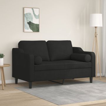 vidaXL Dvivietė sofa su pagalvėlėmis, juodos spalvos, 120cm, audinys