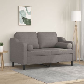 vidaXL Dvivietė sofa su pagalvėlėmis, taupe spalvos, 120cm, audinys