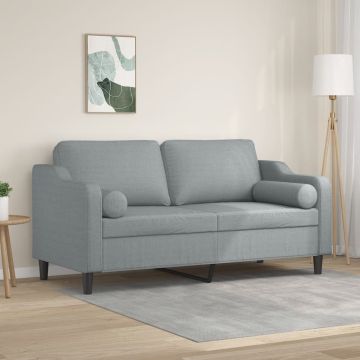 vidaXL Dvivietė sofa su pagalvėlėmis, šviesiai pilka, 140cm, audinys