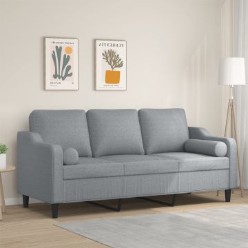 vidaXL Trivietė sofa su pagalvėlėmis, šviesiai pilka, 180cm, audinys