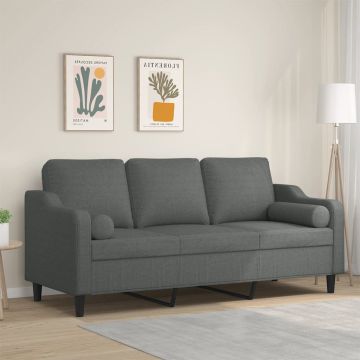 vidaXL Trivietė sofa su pagalvėlėmis, tamsiai pilka, 180cm, audinys