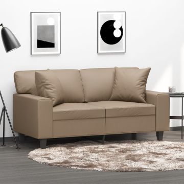 vidaXL Dvivietė sofa su pagalvėlėmis, kapučino, 120cm, dirbtinė oda