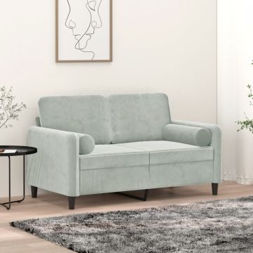 vidaXL Dvivietė sofa su pagalvėlėmis, šviesiai pilka, 120cm, aksomas