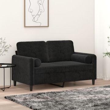 vidaXL Dvivietė sofa su pagalvėlėmis, juodos spalvos, 120cm, aksomas