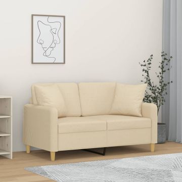 vidaXL Dvivietė sofa su pagalvėlėmis, kreminės spalvos, 120cm, audinys