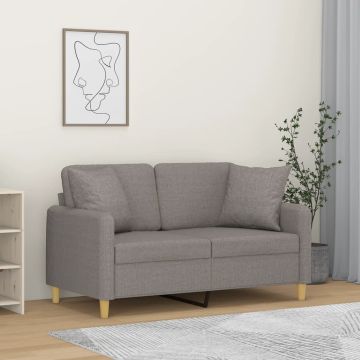 vidaXL Dvivietė sofa su pagalvėlėmis, taupe spalvos, 120cm, audinys