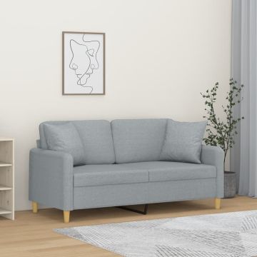 vidaXL Dvivietė sofa su pagalvėlėmis, šviesiai pilka, 140cm, audinys