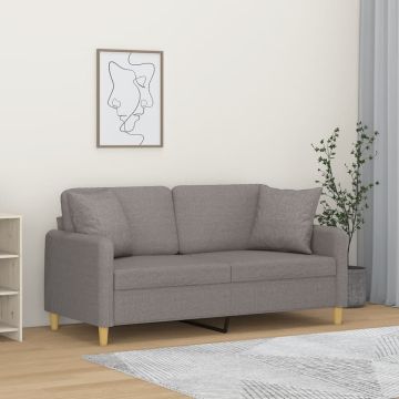 vidaXL Dvivietė sofa su pagalvėlėmis, taupe spalvos, 140cm, audinys