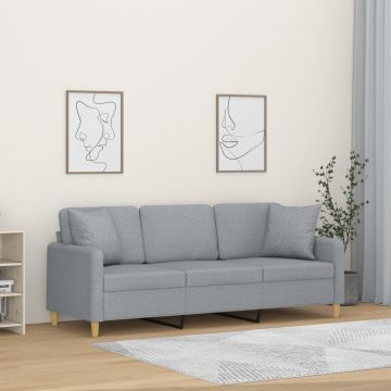vidaXL Trivietė sofa su pagalvėlėmis, šviesiai pilka, 180cm, audinys