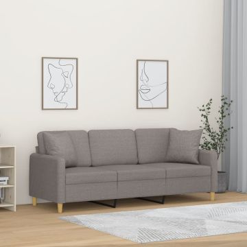 vidaXL Trivietė sofa su pagalvėlėmis, taupe spalvos, 180cm, audinys