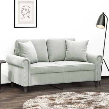 vidaXL Dvivietė sofa su pagalvėlėmis, šviesiai pilka, 120cm, aksomas