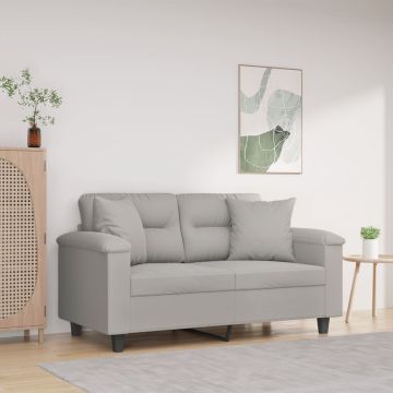 vidaXL Dvivietė sofa su pagalvėmis, pilka, 120cm, mikropluošto audinys
