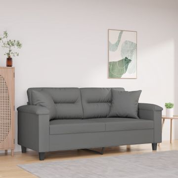 vidaXL Dvivietė sofa su pagalvėmis, pilka, 140cm, mikropluošto audinys