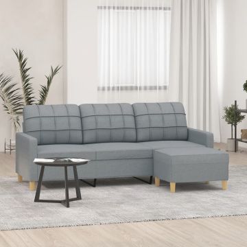 vidaXL Trivietė sofa su pakoja, šviesiai pilka, 180cm, audinys