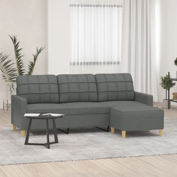 vidaXL Trivietė sofa su pakoja, tamsiai pilkos spalvos, 180cm, audinys