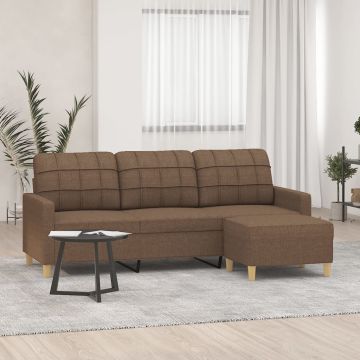 vidaXL Trivietė sofa su pakoja, rudos spalvos, 180cm, audinys