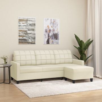 vidaXL Trivietė sofa su pakoja, kreminės spalvos, 180cm, dirbtinė oda