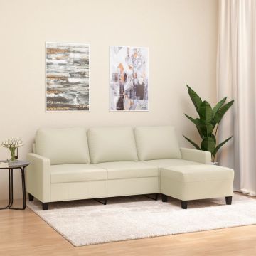 vidaXL Trivietė sofa su pakoja, kreminės spalvos, 180cm, dirbtinė oda