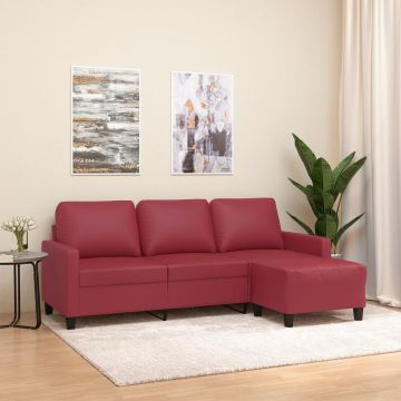vidaXL Trivietė sofa su pakoja, raudonojo vyno, 180cm, dirbtinė oda