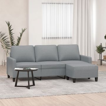 vidaXL Trivietė sofa su pakoja, šviesiai pilka, 180cm, audinys